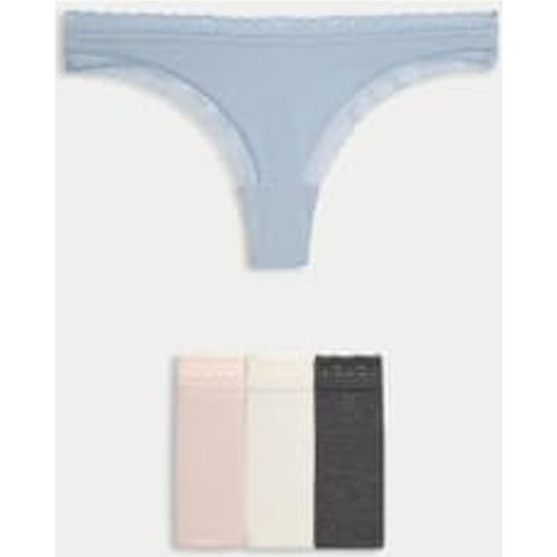 Womens 4pk Modal & Lace Thongs - - M&S Collection - Modalova