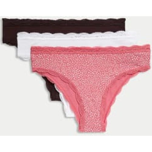 Womens 3pk Cotton Rich Brazilian Knickers - - M&S Collection - Modalova