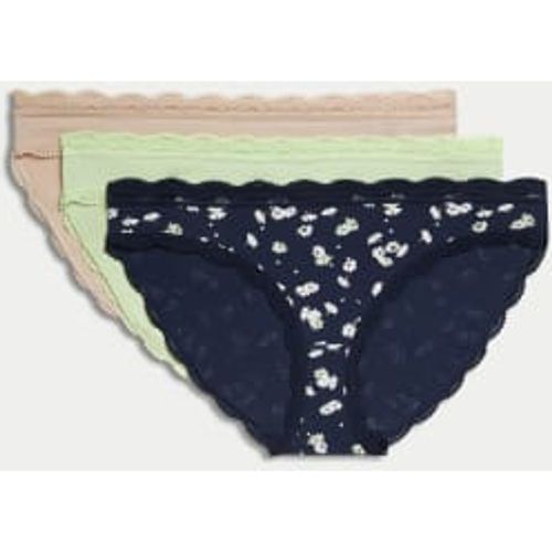 Womens 3pk Cotton Rich Printed Bikini Knickers - - M&S Collection - Modalova