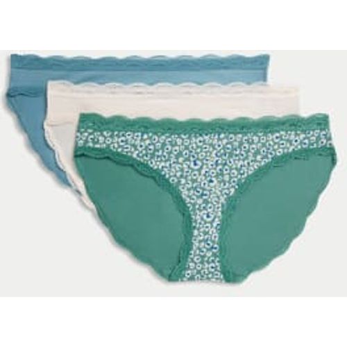 Womens 3pk Cotton Rich Printed Bikini Knickers - - M&S Collection - Modalova