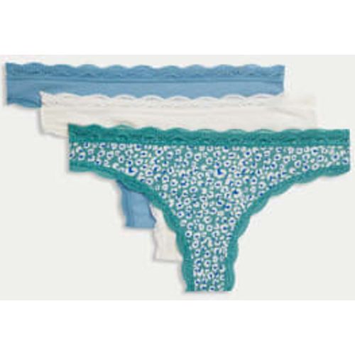 Womens 3pk Cotton Blend Thongs - - M&S Collection - Modalova