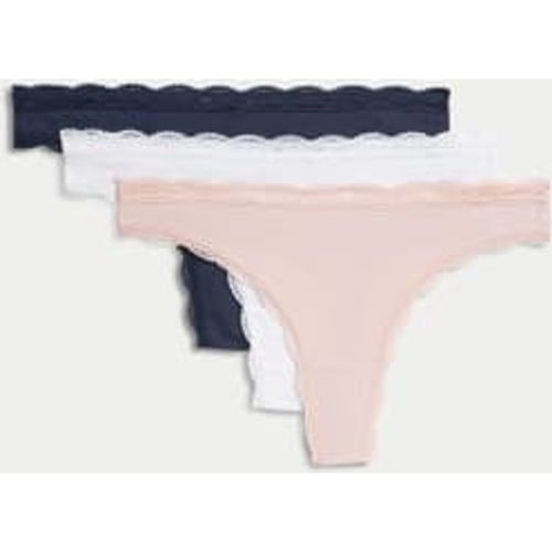 Womens 3pk Cotton Blend Thongs - - M&S Collection - Modalova