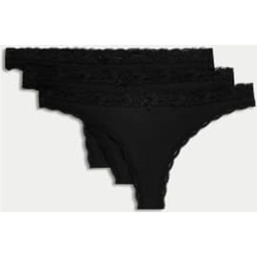 Womens 3pk Cotton Blend Thongs - - M&S Collection - Modalova