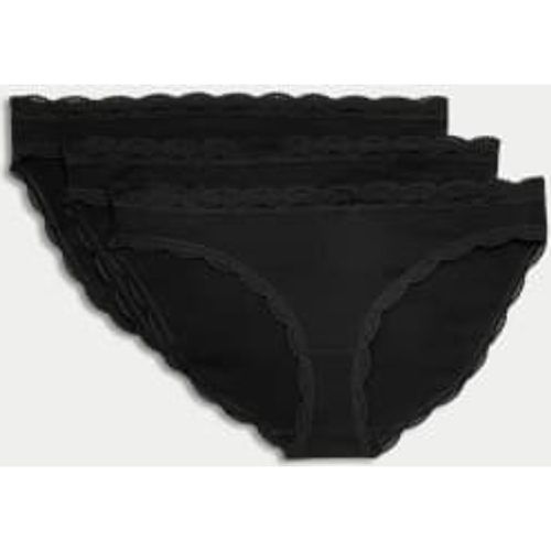 Womens 3pk Cotton Rich & Lace Bikini Knickers - - M&S Collection - Modalova