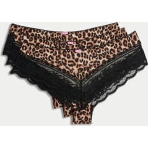 Womens 3pk Lace Trim Brazilian Knickers - - M&S Collection - Modalova