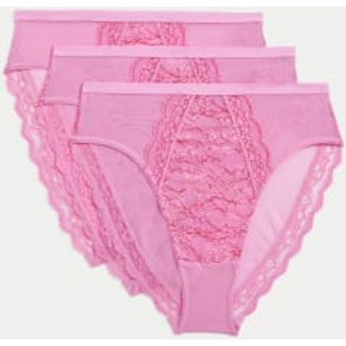 Womens 3pk Lace High Waisted High Leg Knickers - - M&S Collection - Modalova