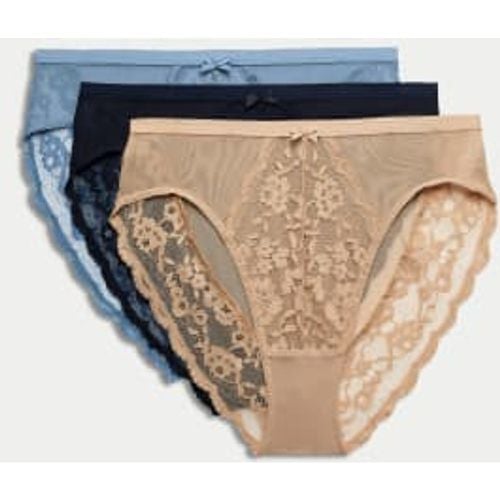 Womens 3pk Lace High Waisted High Leg Knickers - - M&S Collection - Modalova