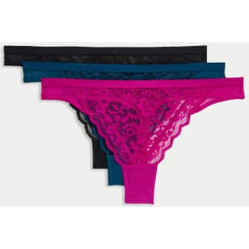 Womens 3pk Lace Thongs - - M&S Collection - Modalova