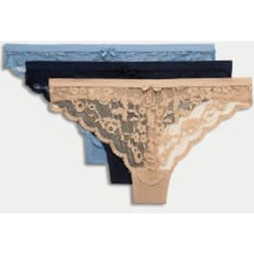 Womens 3pk Lace Thongs - - M&S Collection - Modalova