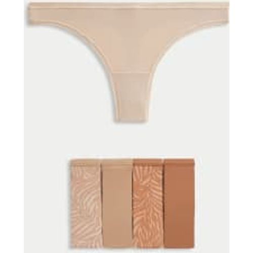 Womens 5pk No VPL Microfibre Thongs - - M&S Collection - Modalova