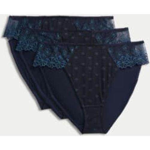 Womens 3pk Daisy Embroidery High Leg Knickers - - M&S Collection - Modalova