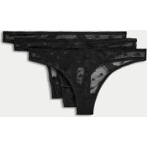 Womens 3pk Daisy Embroidery Mesh Thongs - - M&S Collection - Modalova