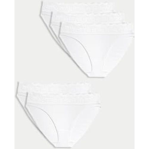 Womens 5pk Cotton Lycra® & Lace Knickers - - M&S Collection - Modalova