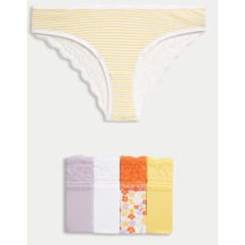 Womens 5pk Cotton Rich Printed Brazilian Knickers - - M&S Collection - Modalova