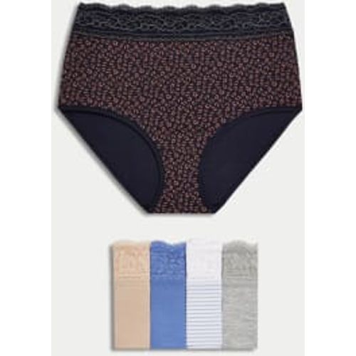 Womens 5pk Cotton Rich Printed Full Briefs - - M&S Collection - Modalova