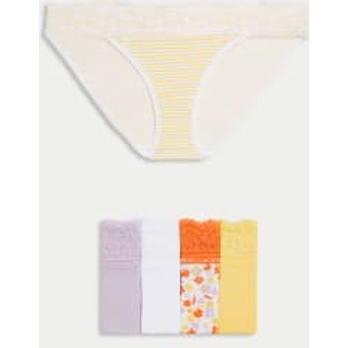 Womens 5pk Cotton Blend Printed Bikini Knickers - - M&S Collection - Modalova