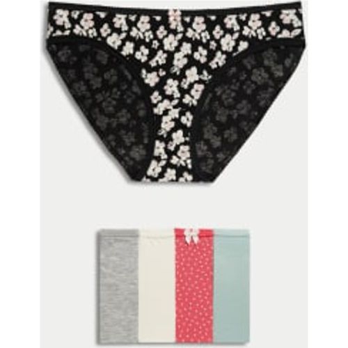 Womens 5pk Cotton Lycra™ Printed Bikini Knickers - - M&S Collection - Modalova