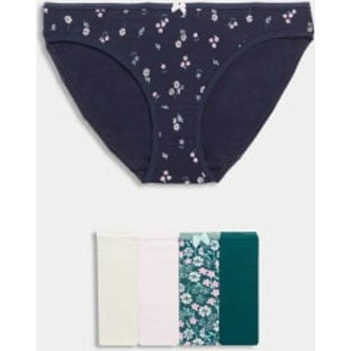 Womens 5pk Cotton Lycra™ Printed Bikini Knickers - - M&S Collection - Modalova