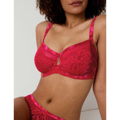 Womens Peony Silk & Lace Wired Minimiser Bra (C-G) - - Rosie - Modalova