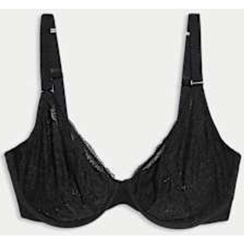 Womens Rib & Lace Wired Plunge Lounge Bra F-H - Rosie - Modalova