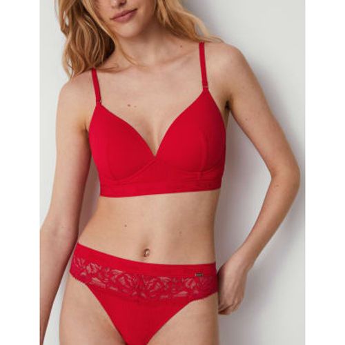 Womens Lounge Rib & Lace Non Wired Plunge Bra (A-E) - - Rosie - Modalova