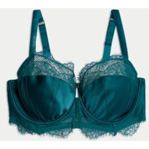 Womens Saffron Satin & Lace Wired Balcony Bra F-H - - Rosie - Modalova