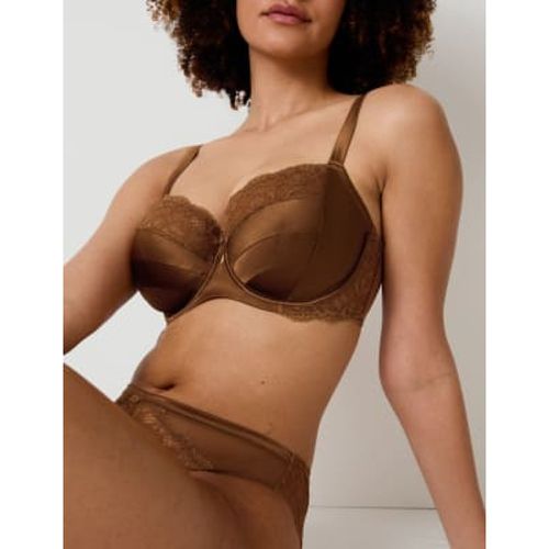 Womens Silk & Lace Wired Balcony Bra F-H - - Rosie - Modalova