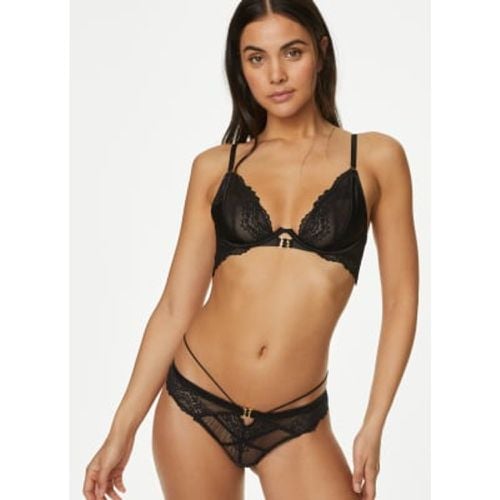 Womens Clara Satin Fishnet Thong - - Boutique - Modalova