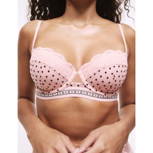 Womens Alma Flock & Lace Wired Balcony Bra (A-E) - - B by Boutique - Modalova