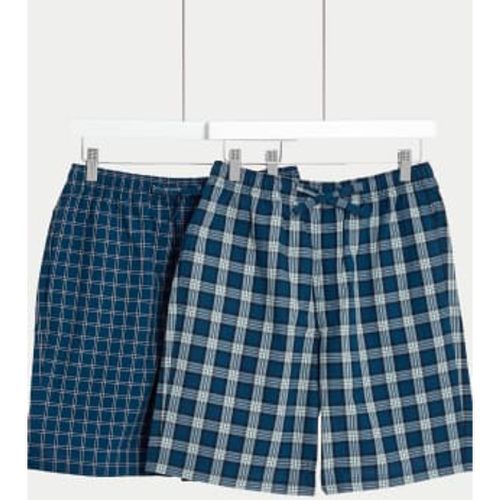 Mens 2pk Pure Cotton Checked Pyjama Shorts - - M&S Collection - Modalova