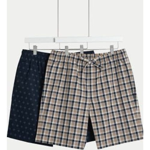 Mens 2pk Pure Cotton Printed Pyjama Shorts - - M&S Collection - Modalova