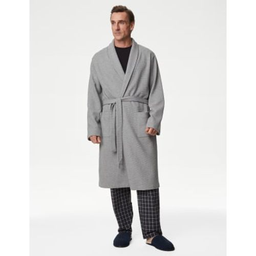 Mens Pure Cotton Waffle Lightweight Dressing Gown - - M&S Collection - Modalova