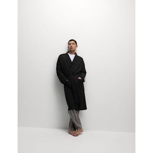 Mens Pure Cotton Waffle Lightweight Dressing Gown - M&S Collection - Modalova