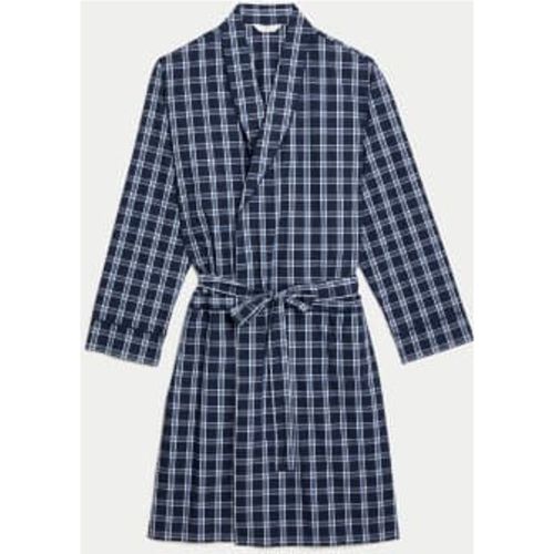 Mens Pure Cotton Checked Dressing Gown - - M&S Collection - Modalova