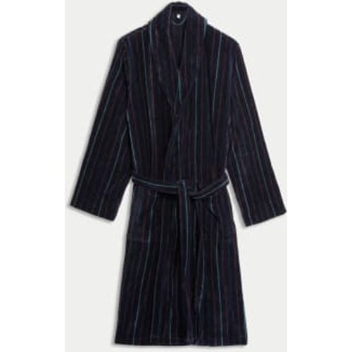 Mens Pure Cotton Velour Striped Dressing Gown - - Autograph - Modalova