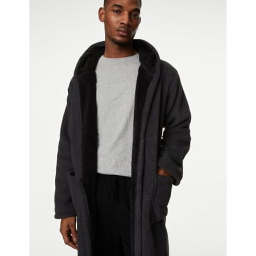 Mens Fleece Supersoft Hooded Dressing Gown - - M&S Collection - Modalova