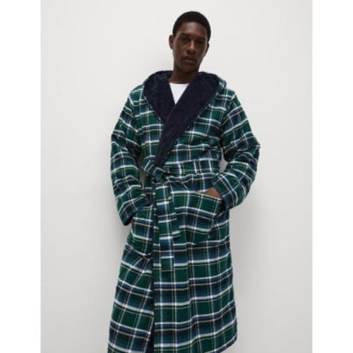 Mens Fleece Checked Dressing Gown - - M&S Collection - Modalova