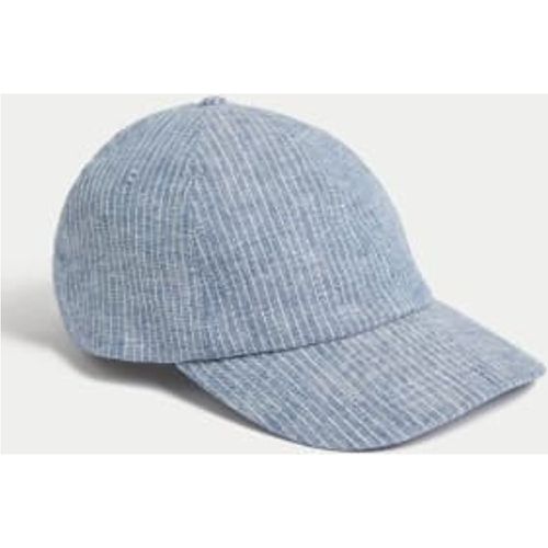 Mens Pure Linen Striped Baseball Cap - - M&S Collection - Modalova