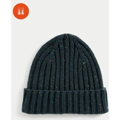 Mens Knitted Ribbed Beanie Hat with Wool - - M&S Collection - Modalova