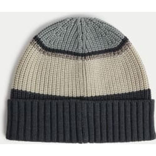 Mens Colourblock Beanie Hat - - M&S Collection - Modalova