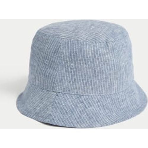 Mens Linen Rich Striped Bucket Hat - - M&S Collection - Modalova