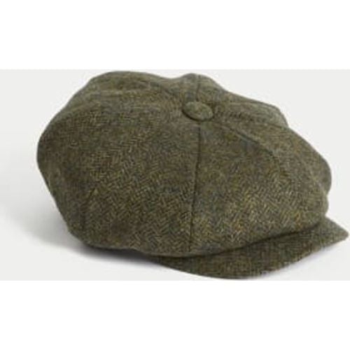 Mens Pure Wool Herringbone Baker Boy Hat - - M&S Collection - Modalova