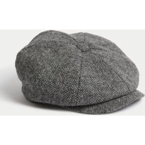 Mens Pure Wool Herringbone Baker Boy Hat - - M&S Collection - Modalova