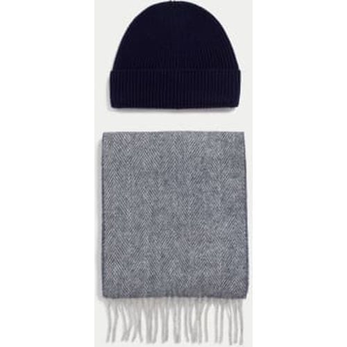 Mens Pure Extra Fine Merino Wool Hat & Scarf Set - - Autograph - Modalova