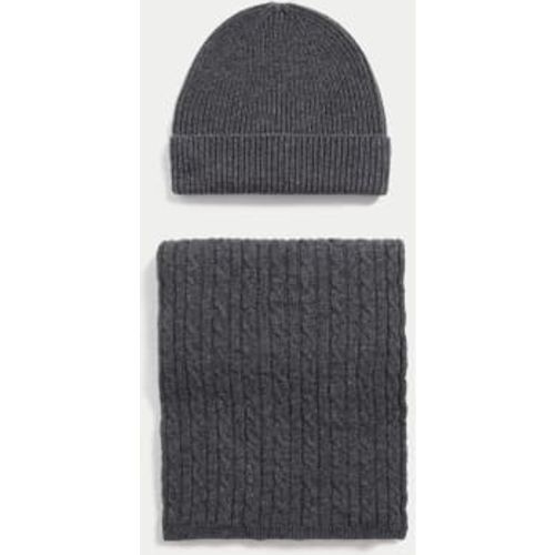 Mens Merino Wool Hat and Scarf Set - - Autograph - Modalova