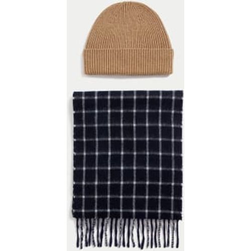 Mens Pure Extra Fine Merino Wool Hat & Scarf Set - - Autograph - Modalova