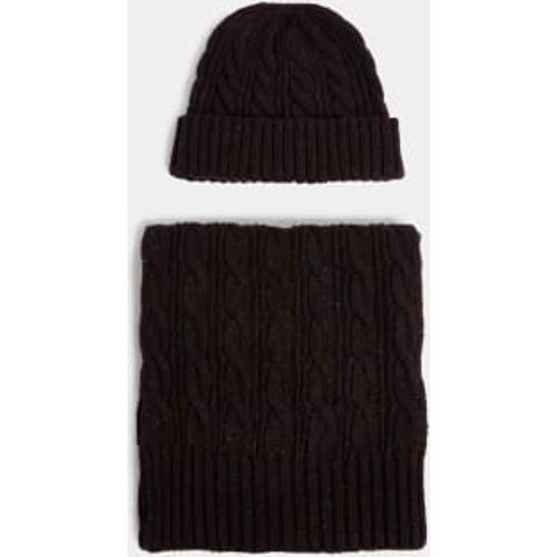 Mens Cable Knit Hat and Scarf Set - - M&S Collection - Modalova