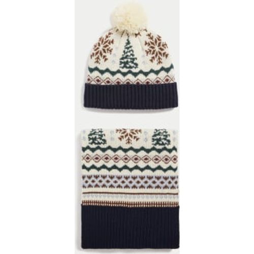 Mens Fair Isle Hat and Scarf Set - - M&S Collection - Modalova