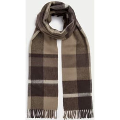 Mens Pure Merino Wool Checked Scarf - - Autograph - Modalova