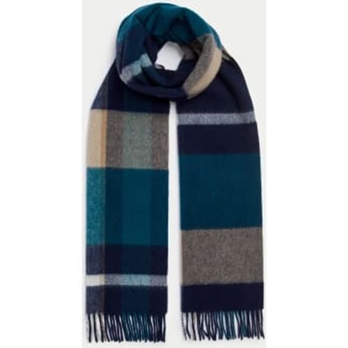 Mens Pure Merino Wool Checked Scarf - - Autograph - Modalova